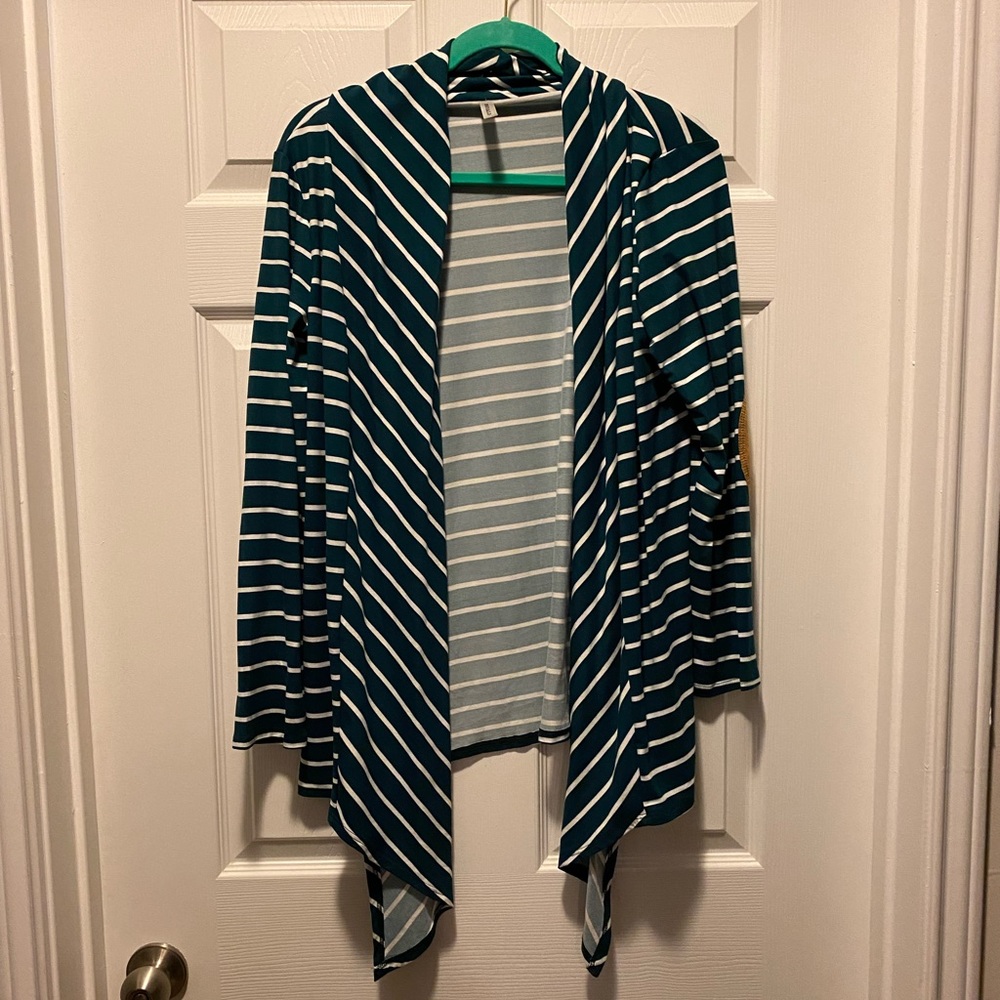 striped green lightweight cardigan - size large